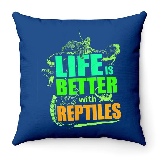 Life Is Better With Reptiles Leopard Gecko Throw Pillow