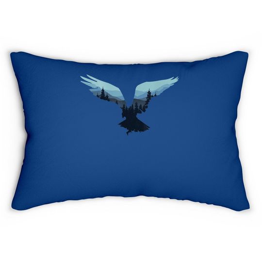 Beautiful Flying Eagle Night Sky Forest Bird Silhouette Lumbar Pillow