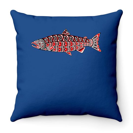 Salmon Native American Indian Pacific Northwest Coast Coho Throw Pillow