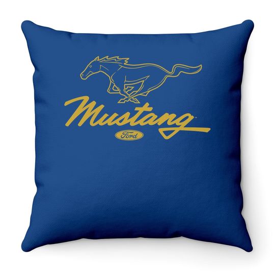 Ford Mustang Pony Script Logo Premium Throw Pillow