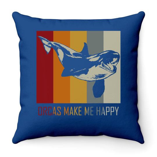 Orcas Make Me Happy Killer Whale Throw Pillow