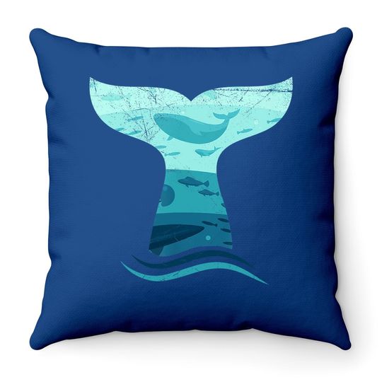 Whale Tail In Waves Orca Ocean Throw Pillow