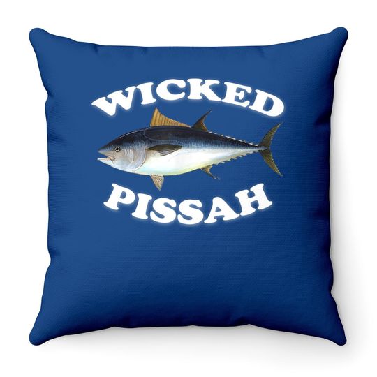 Wicked Pissah Bluefin Tuna Illustration Fishing Angler Gear Throw Pillow