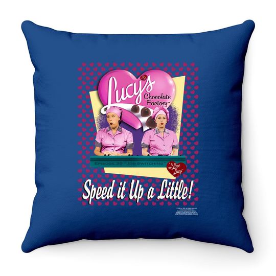 I Love Lucy Throw Pillow Chocolate Factory Speed It Up Pink Throw Pillow