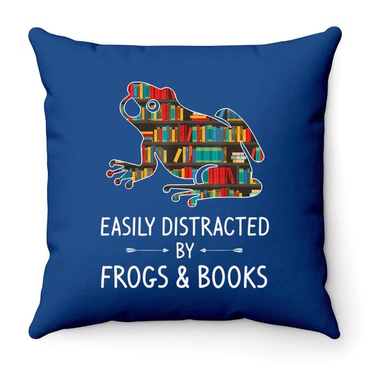Easily Distracted By Frogs Books Toad Animals Amphibians Throw Pillow
