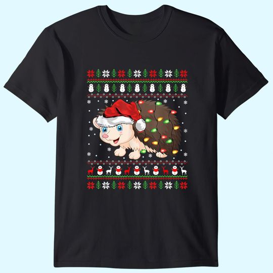 Hedgehogs Xmas Lighting Santa Ugly Hedgehog Christmas T-Shirts