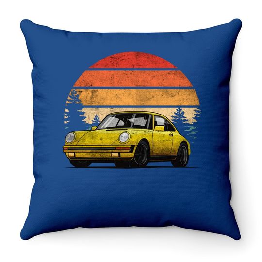 Retro Sun W Tuning & Gaming Oldtimer Car Enthusiast Sunset Throw Pillow