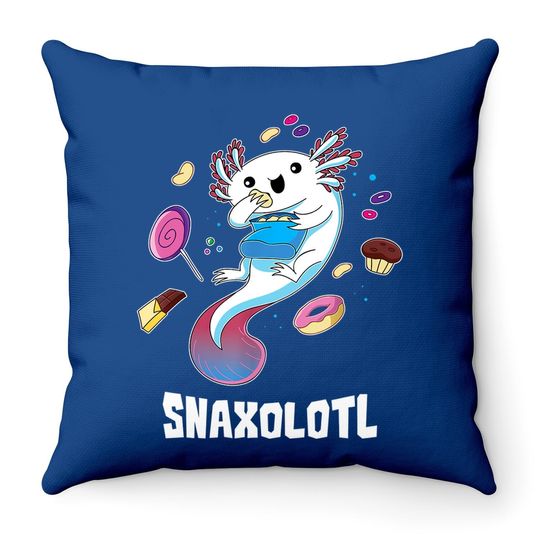 Snaxolotl Kawaii Axolotl Food Lover Amphibian Pet Gift Throw Pillow