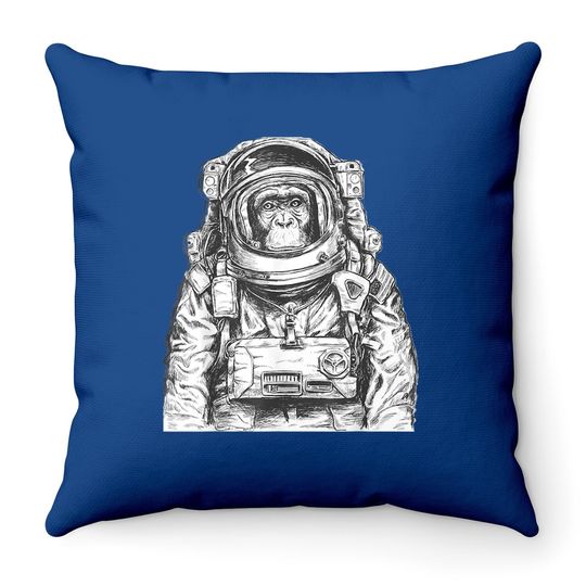 Astronaut Monkey Chimpanzee Cosmonaut Astronomy Throw Pillow