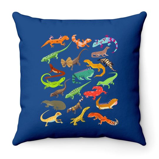 Lizard Collage Throw Pillow