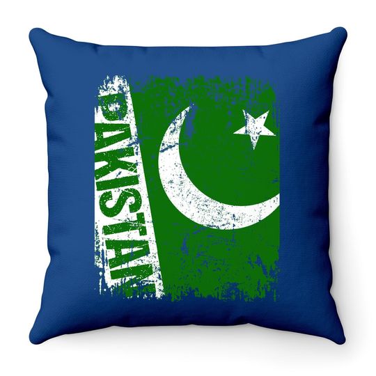 Pakistan Big Flag Vintage Distressed Throw Pillow