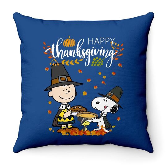 Charlie Brown Snoopy Happy Thanksgiving Throw Pillows