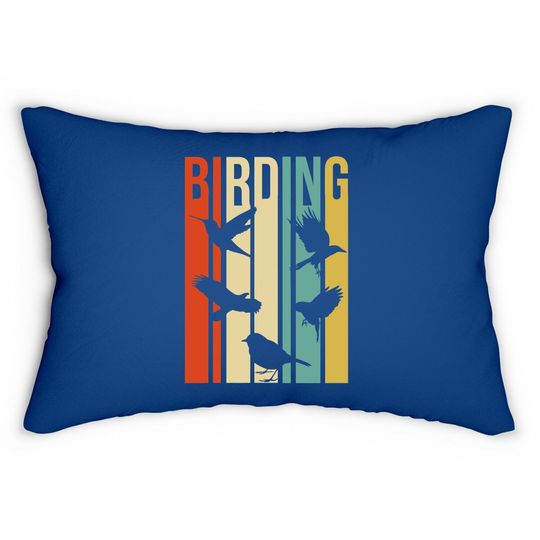 Vintage Style Birding Lumbar Pillow For Birders With Birds
