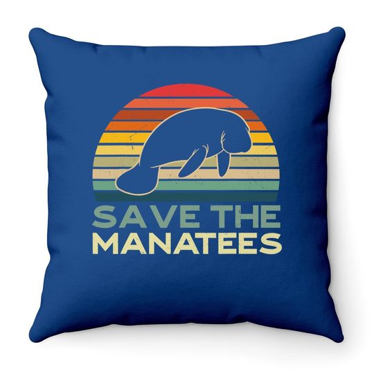 Save The Manatees Sea Cows Dugong Throw Pillow