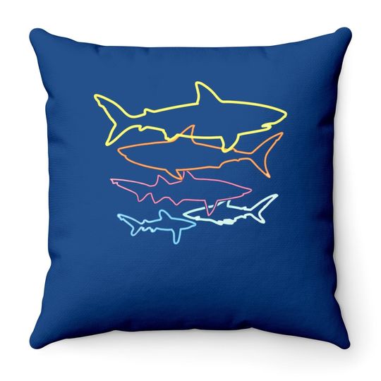 Retro 80s Shark Clothes Shark Throw Pillow