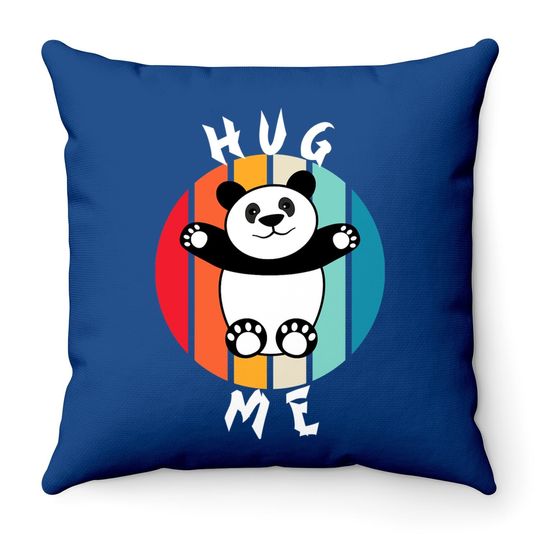 Retro Style Hug Me Panda Throw Pillow