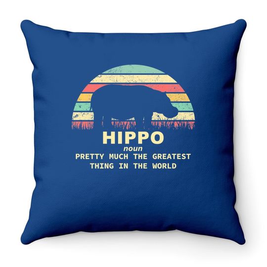 Vintage Hippo Definition Hippopotamus Throw Pillow