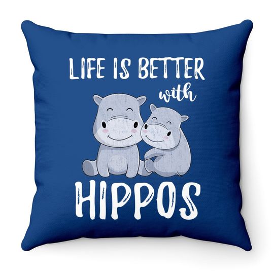 Hippopotamus Animal Lover Gift Idea Baby Hippo Throw Pillow