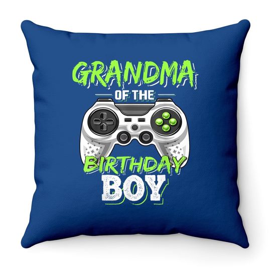 Grandma Of The Birthday Boy Matching Video Game Throw Pillow