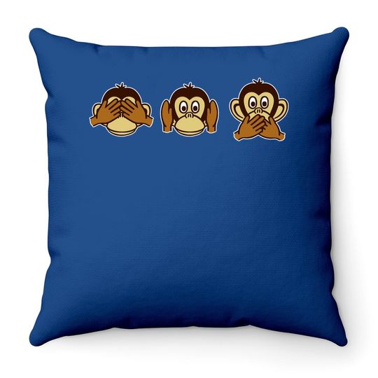 Three Wise Monkeys Throw Pillow