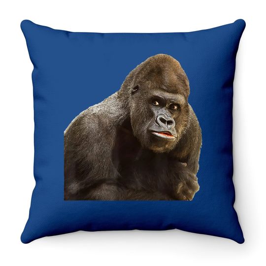 Gorilla Ape Wildlife Zoo Animals Prints Preservation Throw Pillow