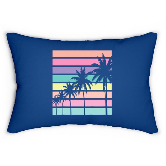 Pastel Lumbar Pillow Palm Tree Vacation Beach
