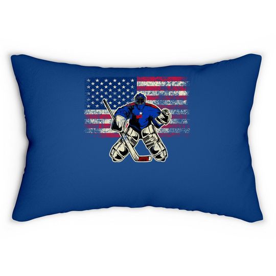 Ice Hockey Goalie Usa Flag Gift For Goalie Lumbar Pillow