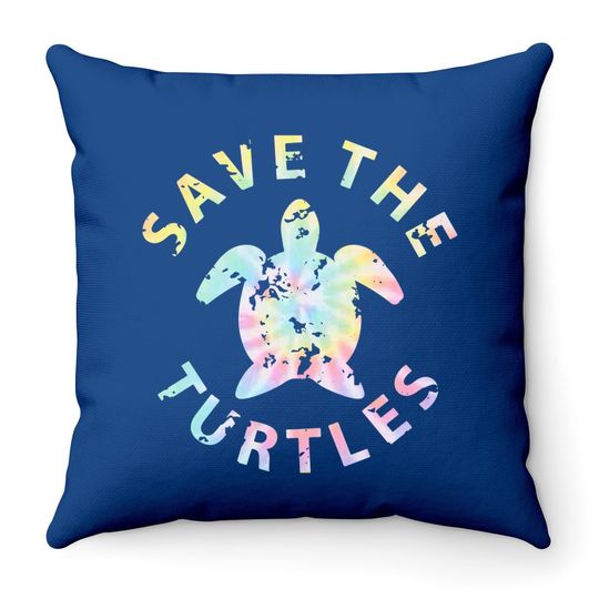 Save The Turtles Tie Dye Throw Pillow