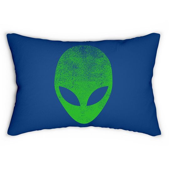 Alien Head Distressed Lumbar Pillow I Aliens Ufo Area 51 Roswell Lumbar Pillow