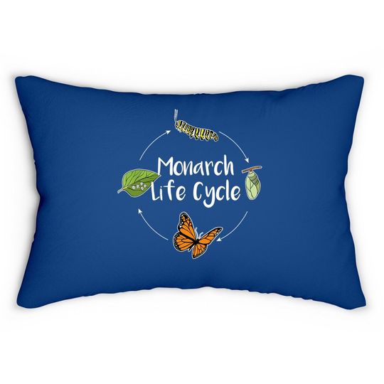 Monarch Life Cycle - Butterfly Caterpillar Gift Lumbar Pillow