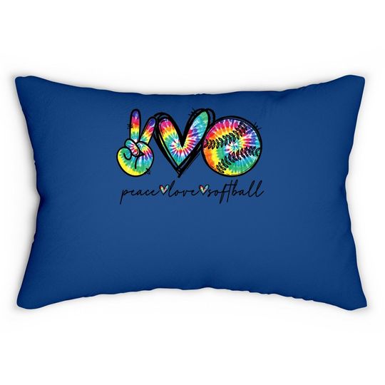 Peace Love Softball Tie Dye Cute Softball Lovers Lumbar Pillow