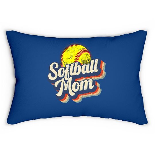 Retro Softball Mom Vintage Softball Mom Mother's Lumbar Pillow