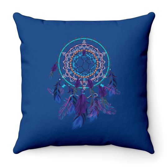 Colorful Dreamcatcher Feathers Tribal Native American Indian Throw Pillow