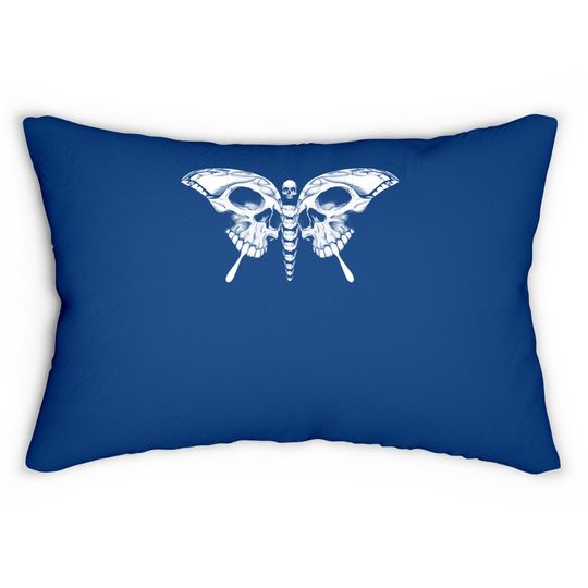 Skull Butterfly Cool Gothic Skeleton Calavera Artistic Head Lumbar Pillow