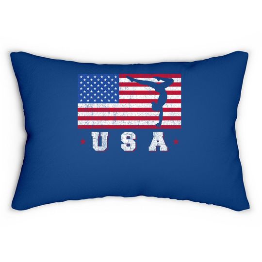 Patriotic Sports American Usa Flag Girls Gymnastics Lumbar Pillow