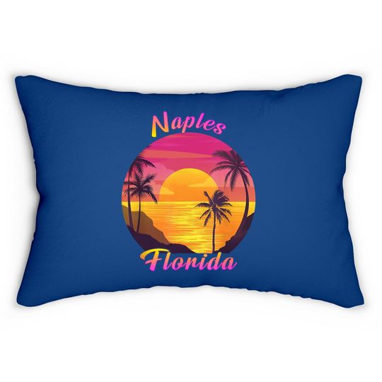 Naples Fl Florida Vintage Retro 70s 80s Vacation Souvenir Lumbar Pillow