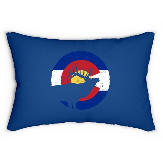Colorado Elk Hunting Lumbar Pillow: Co State Flag Hunter Lumbar Pillow