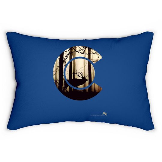 Colorado Flag Logo Elk Hunting Lumbar Pillow Lumbar Pillow