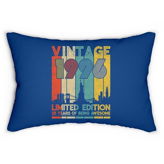 Vintage Made In 1996 Lumbar Pillow - 25th Birthday Lumbar Pillow