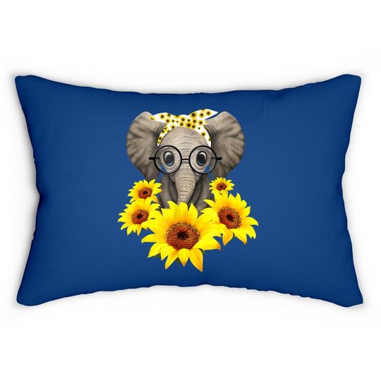 Elephant Sunflower Cute Elephant Love Sunflower Lumbar Pillow