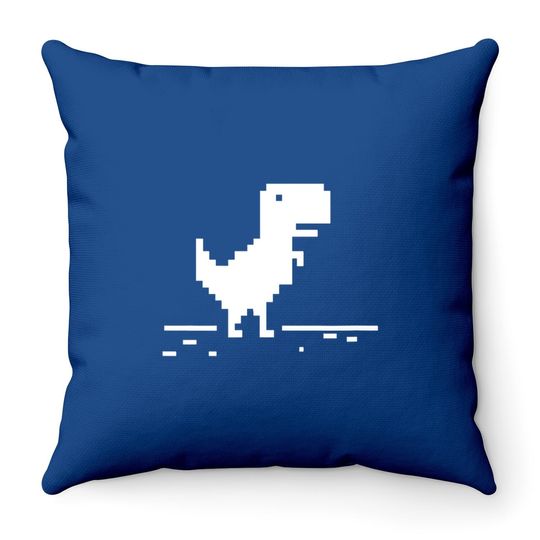 T-rex Geek Dinosaur Pixel Art No Internet Connection Throw Pillow