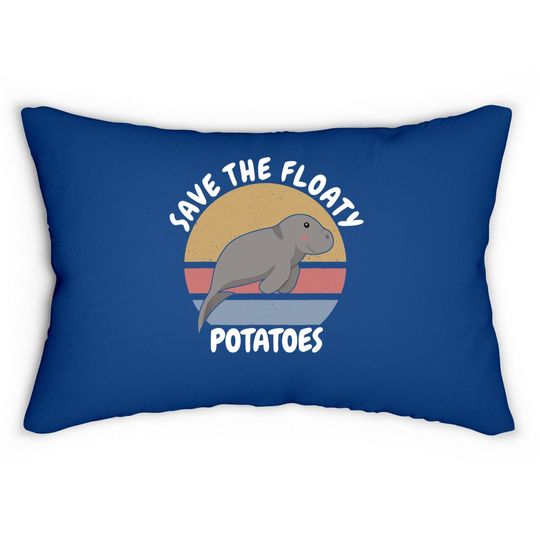 Cute Manatees Retro Gift Save The Floaty Potatoes Lumbar Pillow