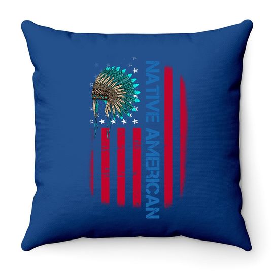 Native American Day Vintage Flag Usa Throw Pillow