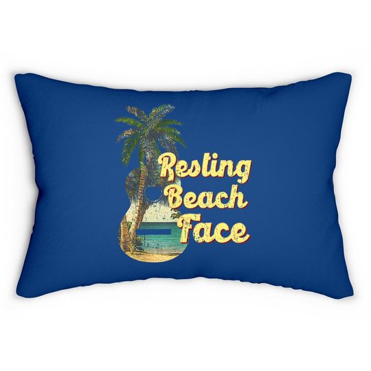 Resting Beach Face Lumbar Pillow Guitar Coconut Tree Tropical