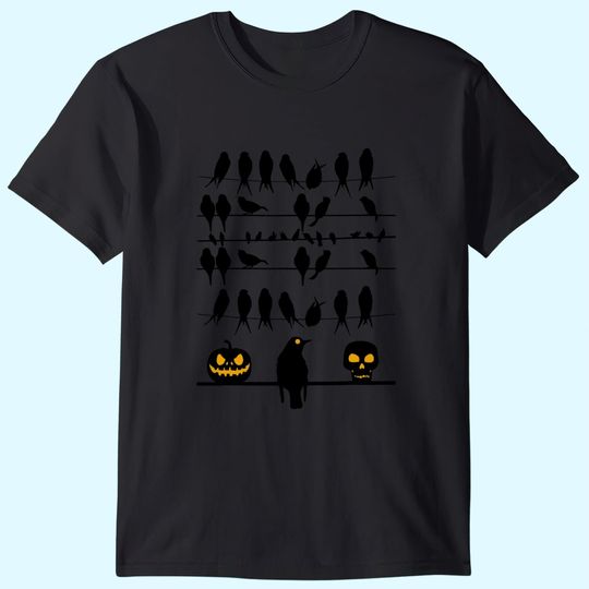 Birds Pumpkin Skullcap Halloweem Costume T-Shirt