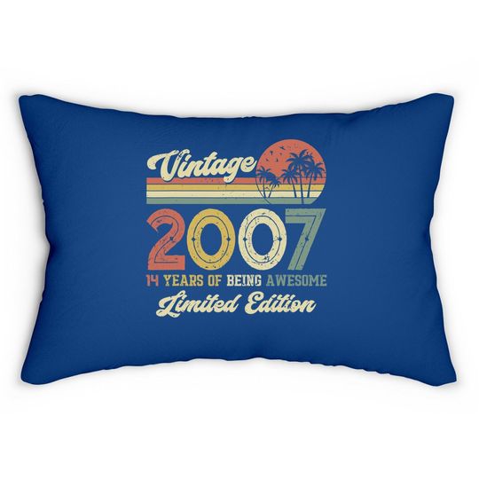 Vintage 2007 14th Birthday Gift Boys Girls Lumbar Pillow