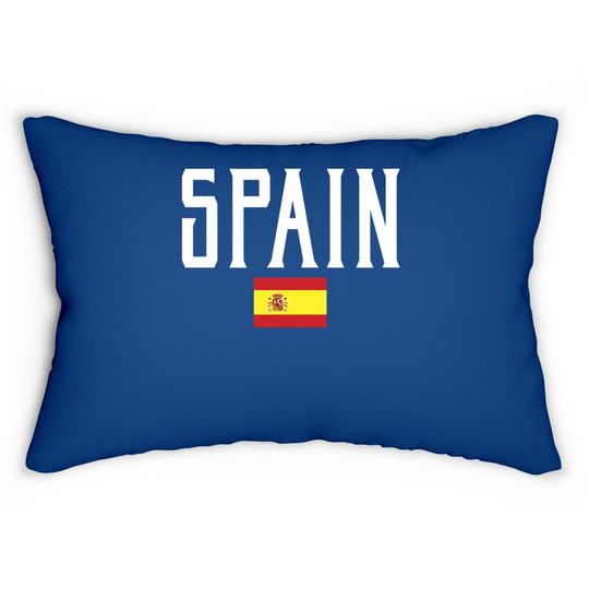 Spain Flag Vintage White Text Lumbar Pillow