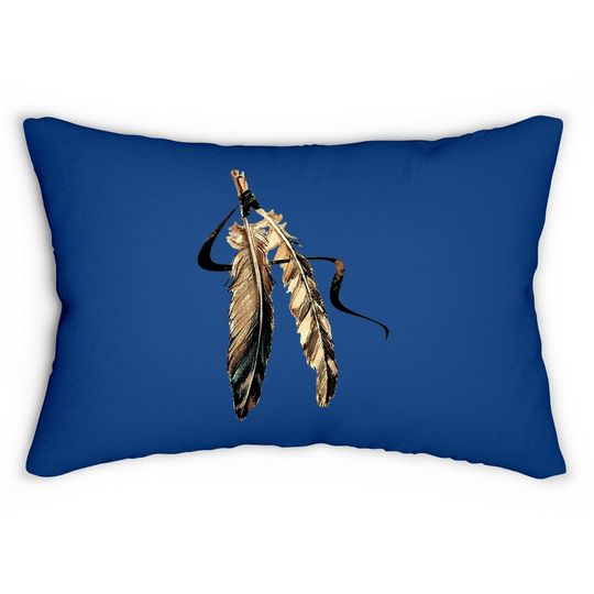 Southwest Native American Indian Tribal Art Colorful Feather Lumbar Pillow