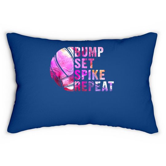 Bump Set Spike Repeat Volleyball Lover Athlete Sports Gift Lumbar Pillow