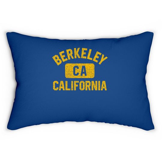 Berkeley Ca California Gym Style Distressed Amber Print Lumbar Pillow
